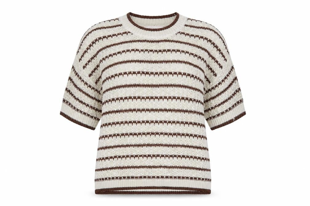 Marks & Spencer Per Una Women’s Beige Striped Knit Jumper L