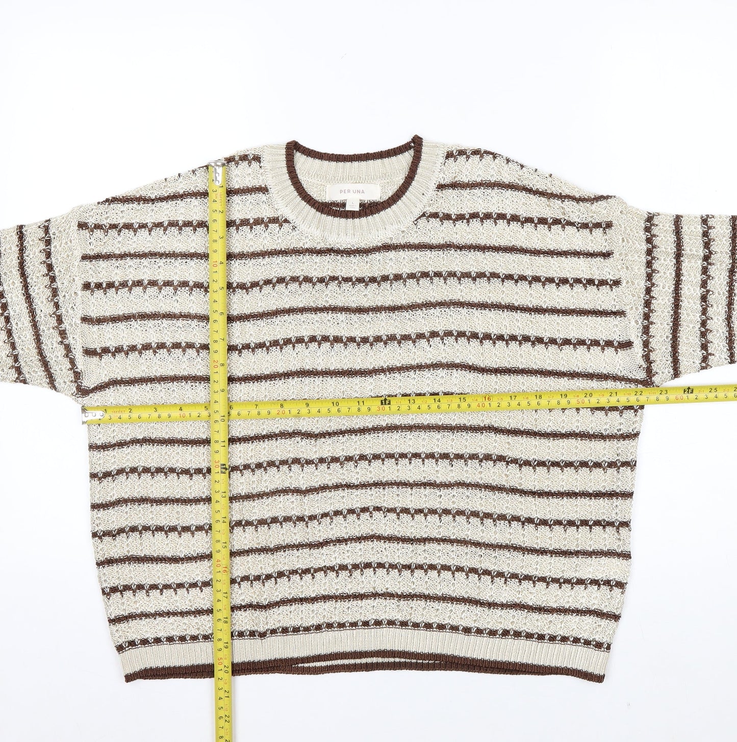 Marks and Spencer Per Una Women’s Beige Striped Knit Jumper L