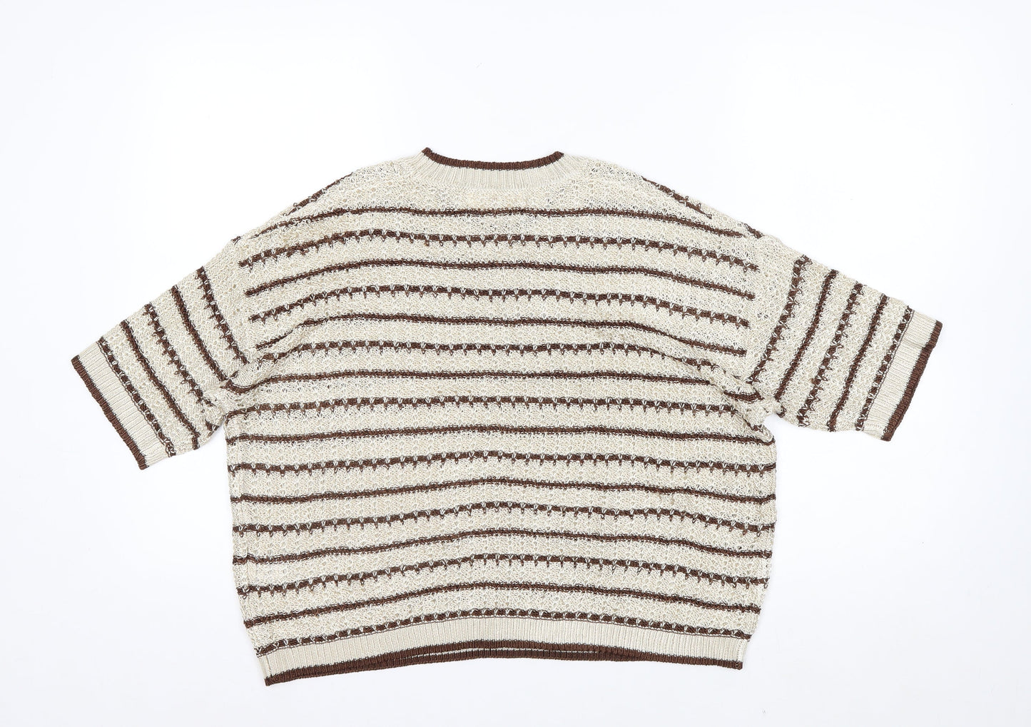 Marks and Spencer Per Una Women’s Beige Striped Knit Jumper L