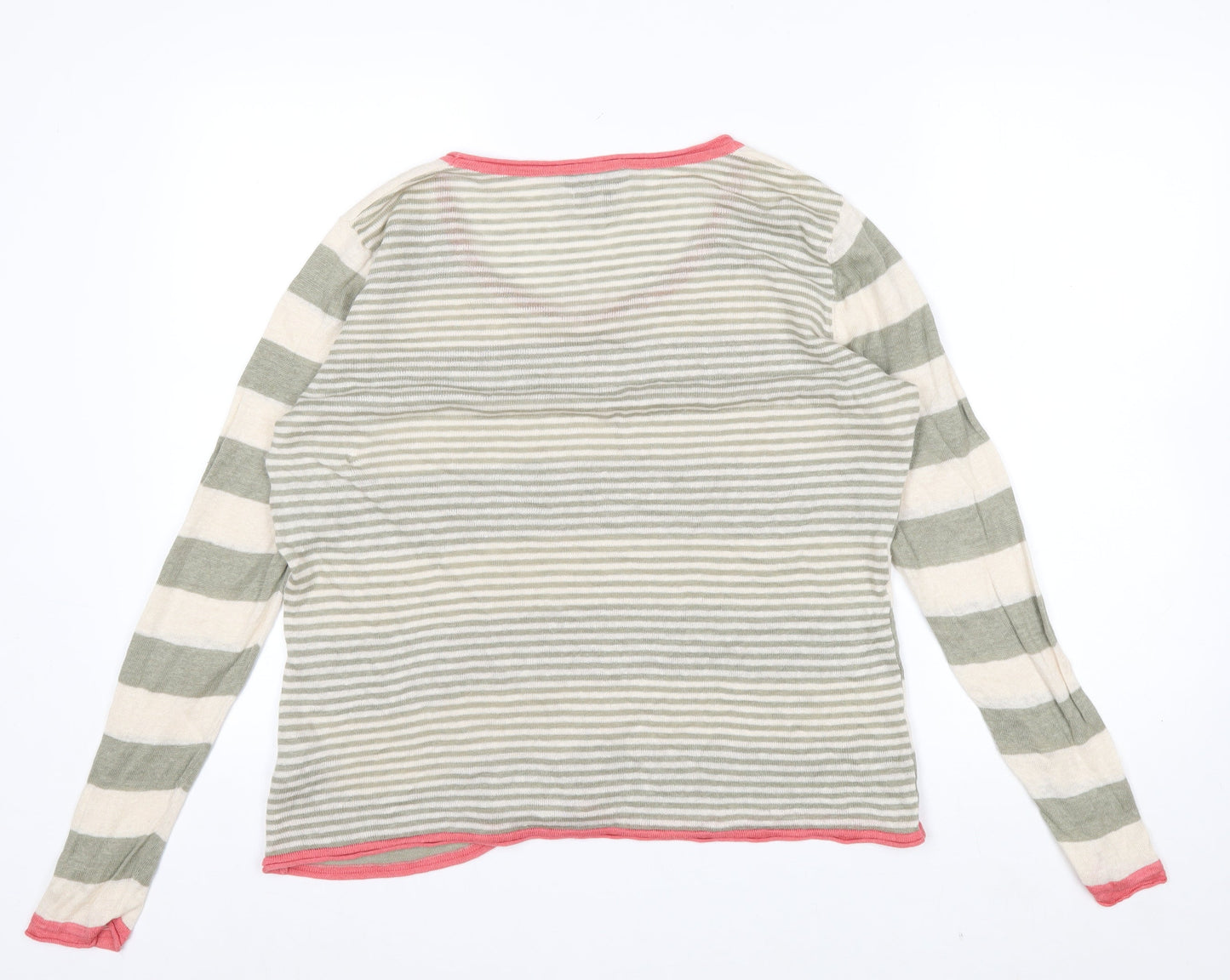 Kew 159 Womens XL Multicoloured Striped Linen Pullover Jumper