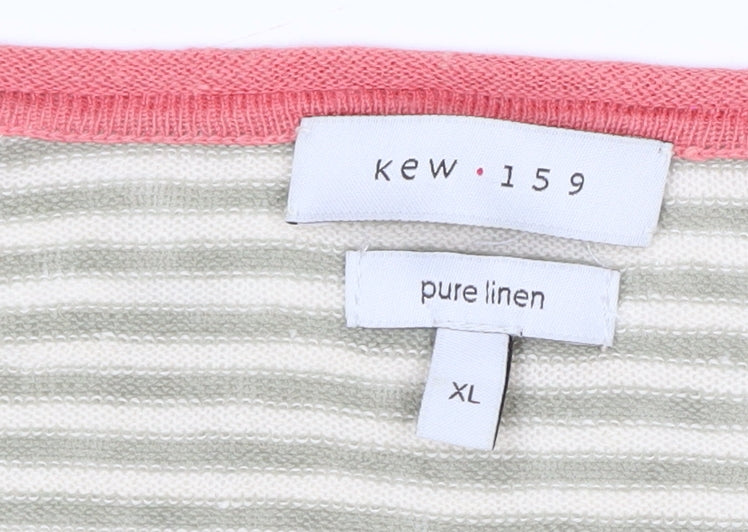 Kew 159 Womens XL Multicoloured Striped Linen Pullover Jumper
