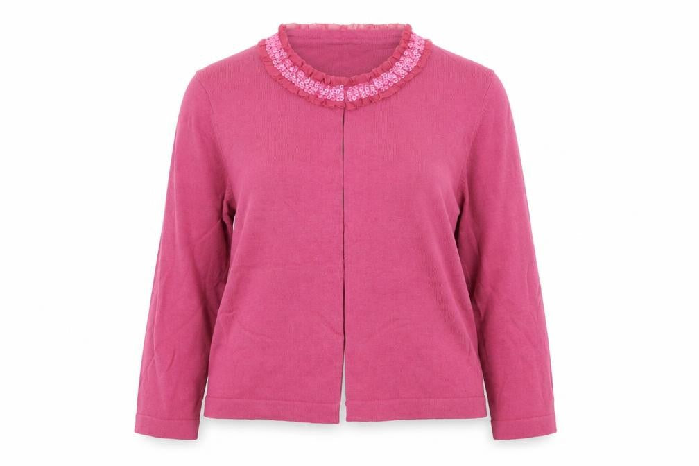 Boden Women’s Pink Sequin Trim Cardigan UK 12 Cotton Blend