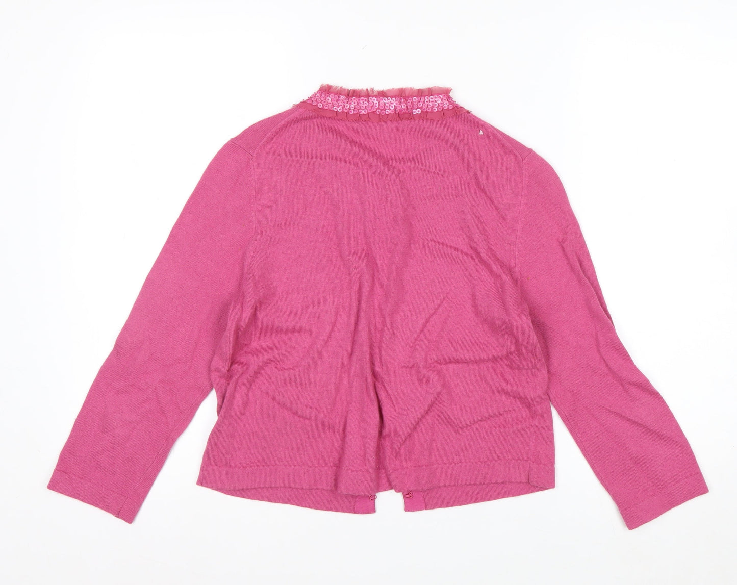 Boden Women’s Pink Sequin Trim Cardigan UK 12 Cotton Blend