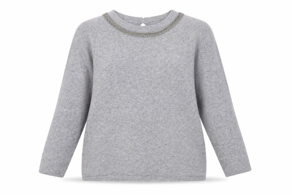Paul Costelloe Women Grey Crew Neck Jumper Size 16 Cashmere Blend
