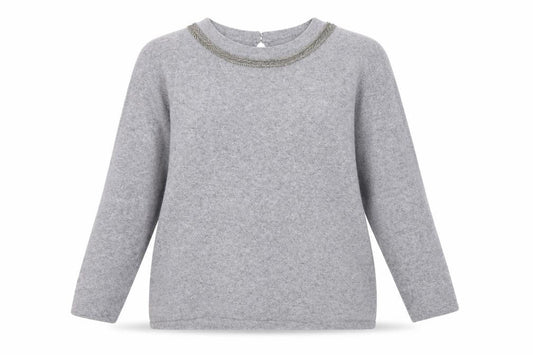 Paul Costelloe Women Grey Crew Neck Jumper Size 16 Cashmere Blend