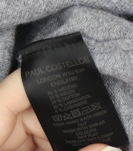 Paul Costelloe Women Grey Crew Neck Jumper Size 16 Cashmere Blend