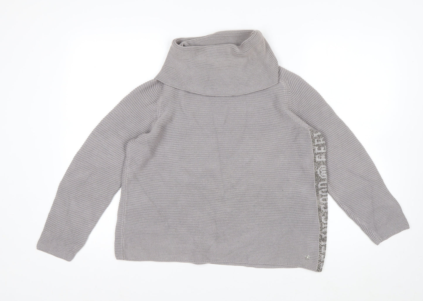 Monari Women Grey Roll Neck Long Sleeve Knit Jumper Size 12