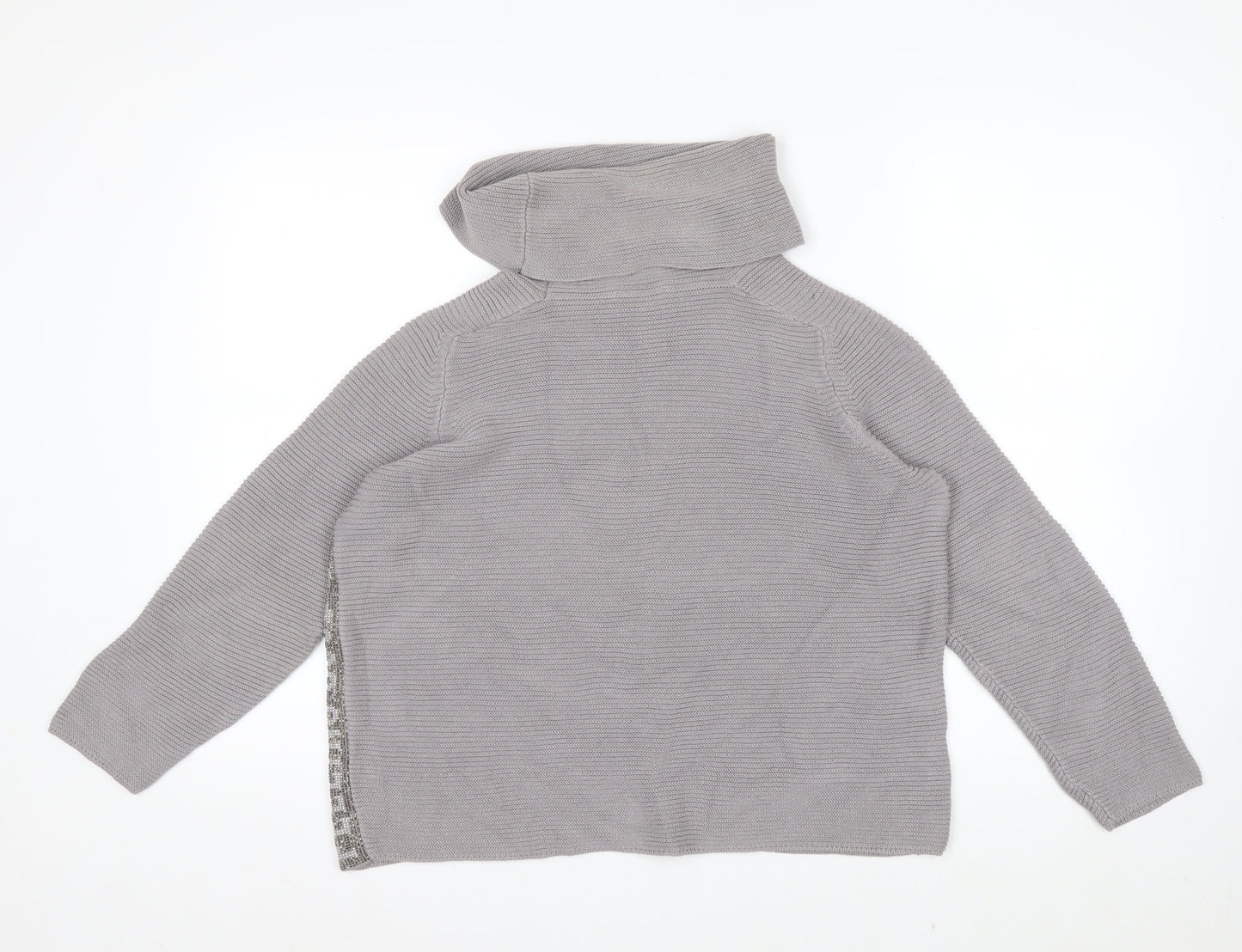 Monari Women Grey Roll Neck Long Sleeve Knit Jumper Size 12