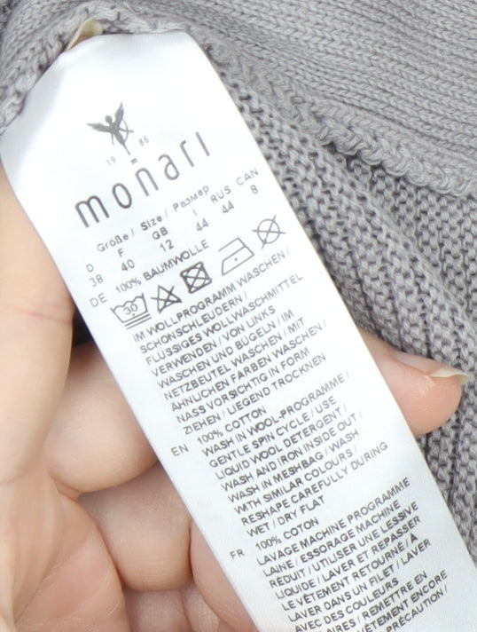 Monari Women Grey Roll Neck Long Sleeve Knit Jumper Size 12