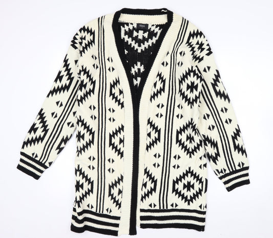 Klass Womens Black & Ivory Aztec Knit Cardigan Small