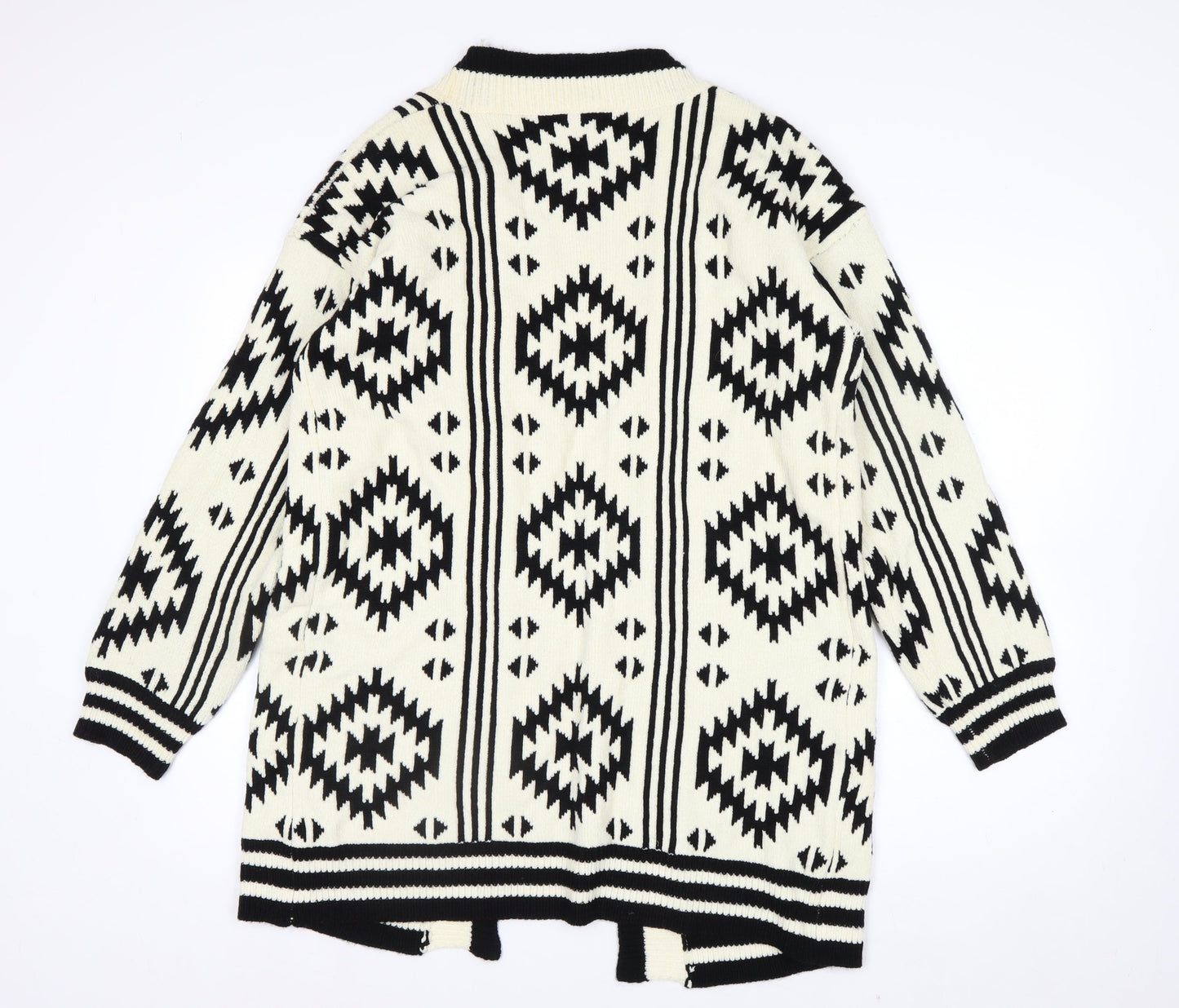 Klass Womens Black & Ivory Aztec Knit Cardigan Small