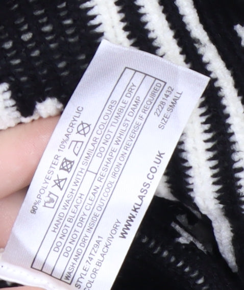 Klass Womens Black & Ivory Aztec Knit Cardigan Small