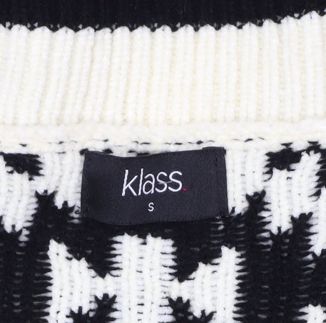 Klass Womens Black & Ivory Aztec Knit Cardigan Small