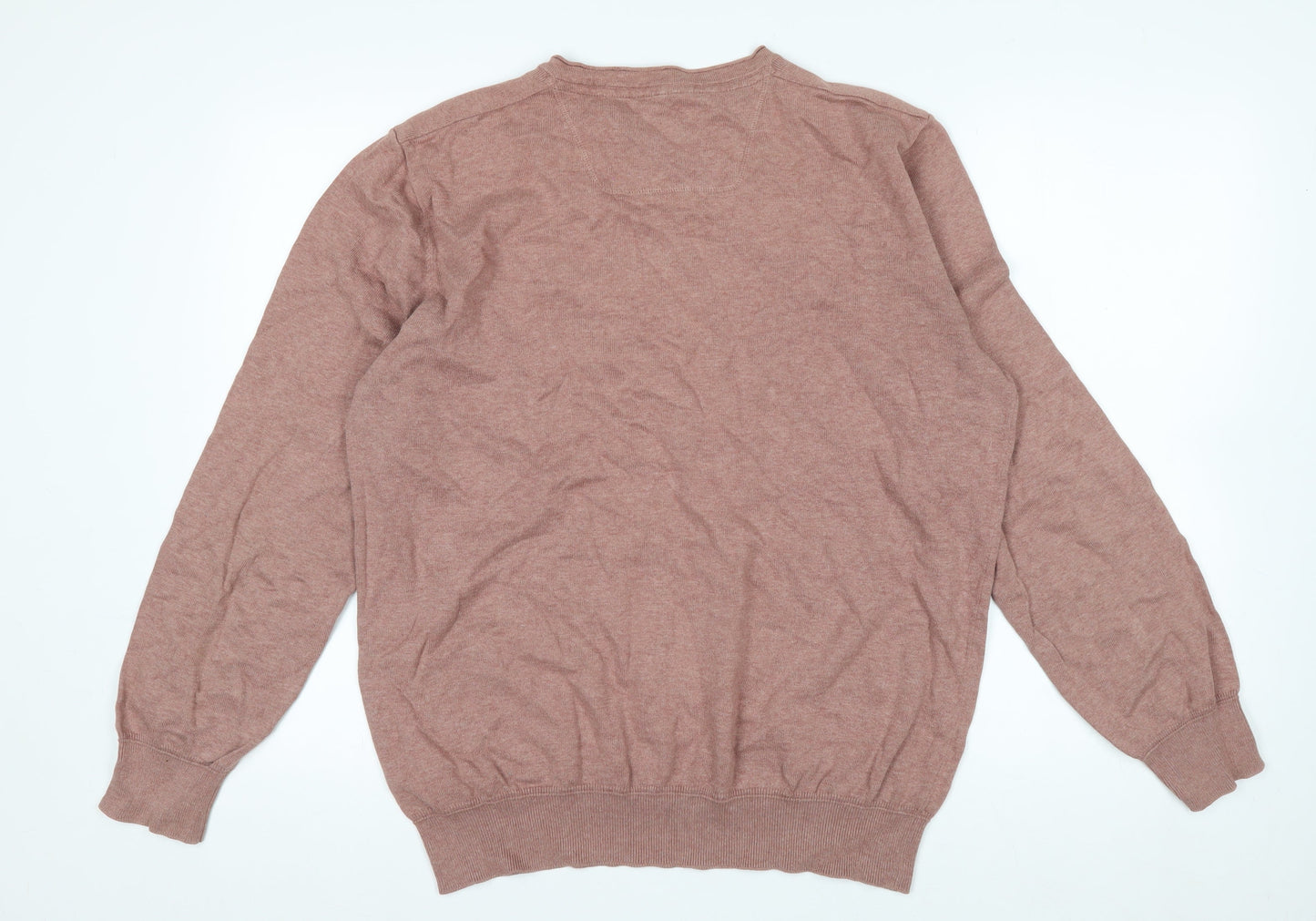 Rocha John Rocha Men's Brown Cotton V-Neck Jumper XL
