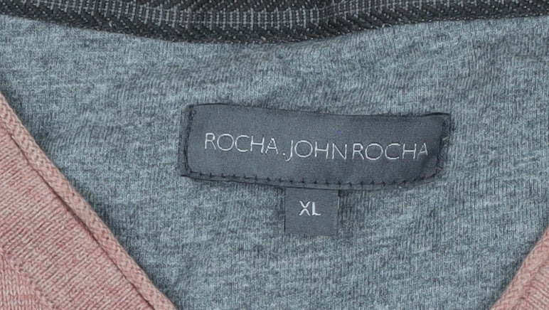 Rocha John Rocha Men's Brown Cotton V-Neck Jumper XL