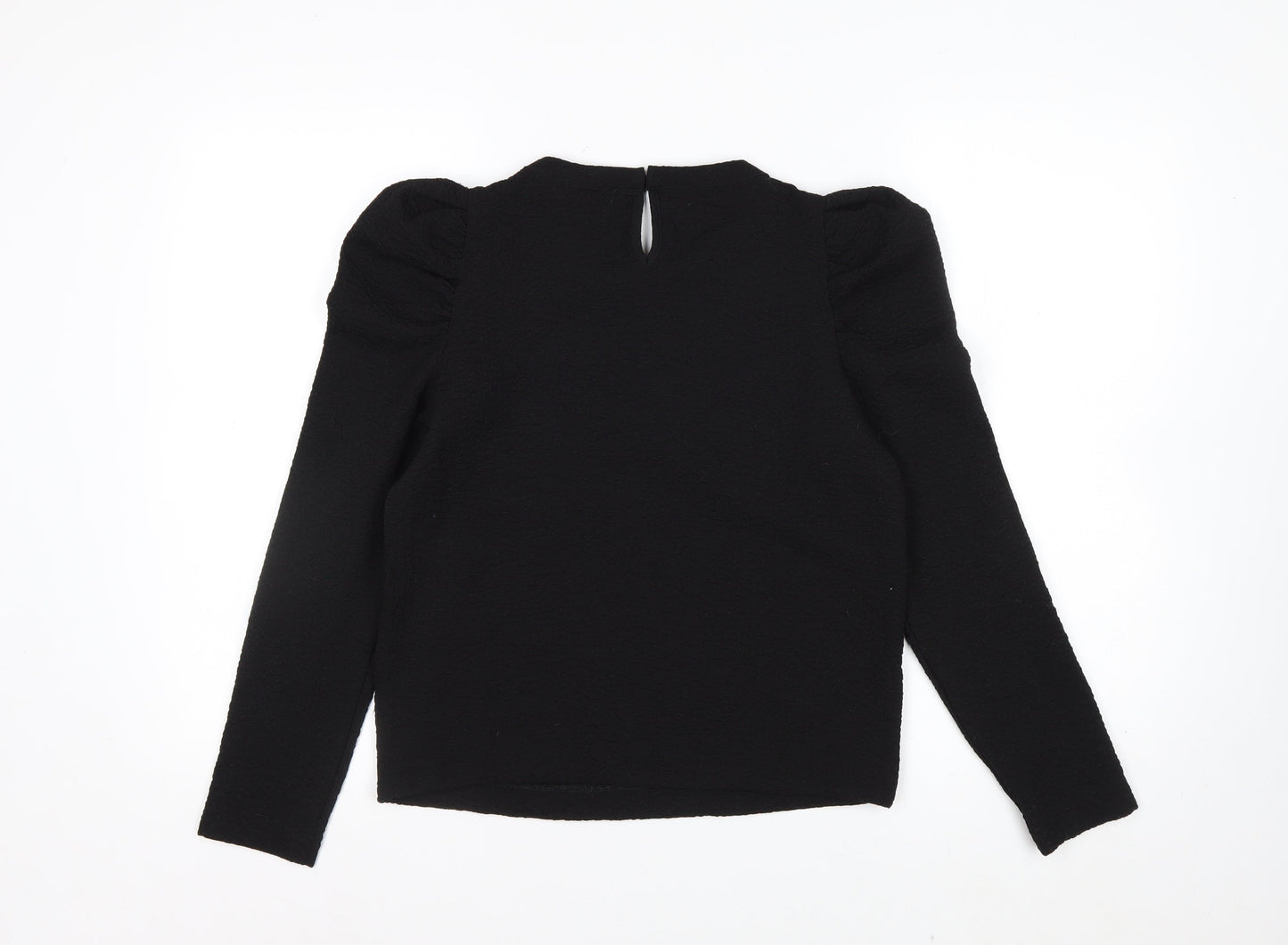 Zara Women Black Puff Sleeve Long Sleeve Woven Blouse Size S