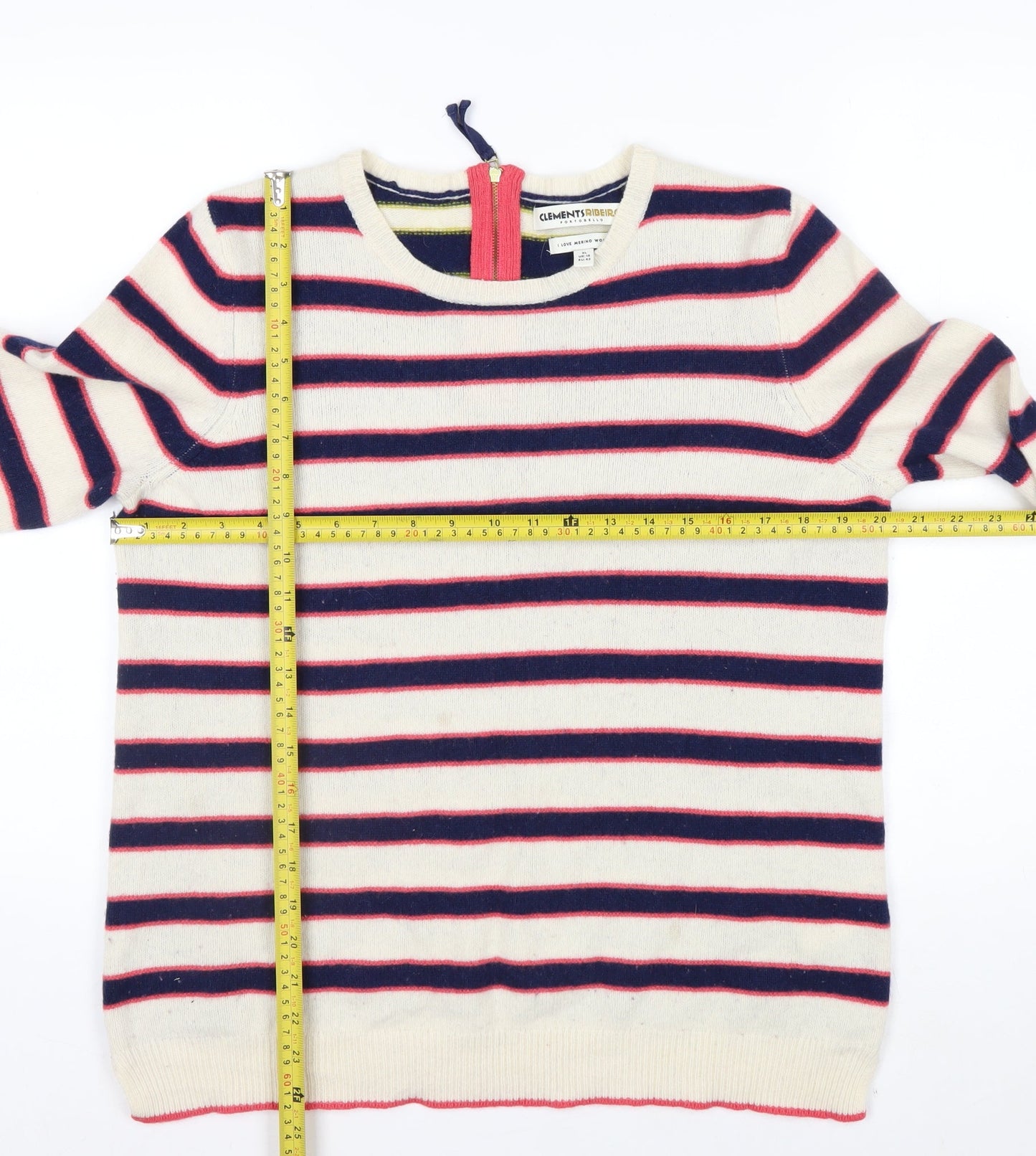 Clements Ribeiro Women’s Multicoloured Striped Merino Wool Jumper Size 16