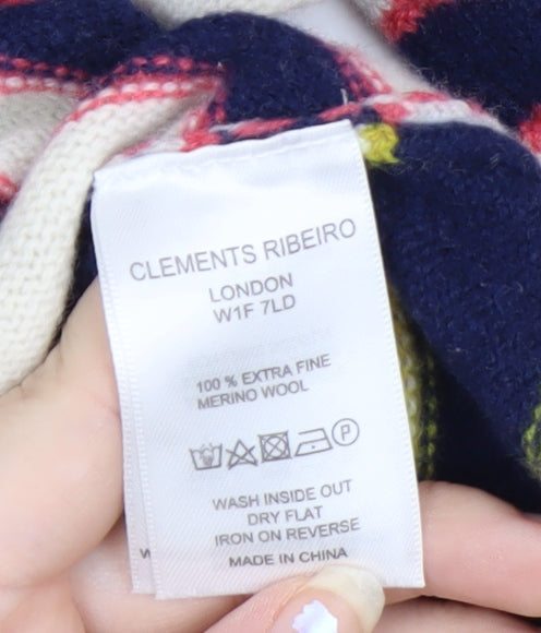 Clements Ribeiro Women’s Multicoloured Striped Merino Wool Jumper Size 16