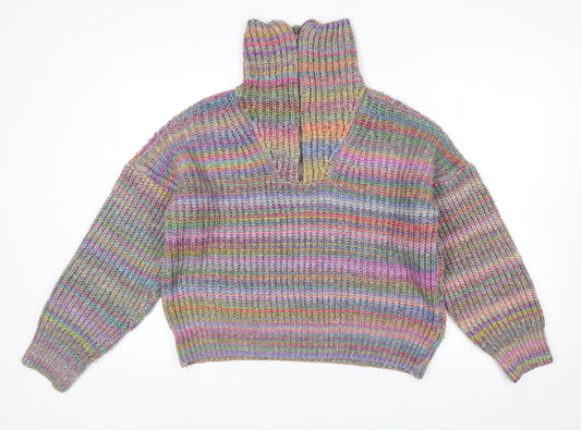 Urban Outfitters Women’s Multicoloured Chunky Knit Half Zip Jumper M