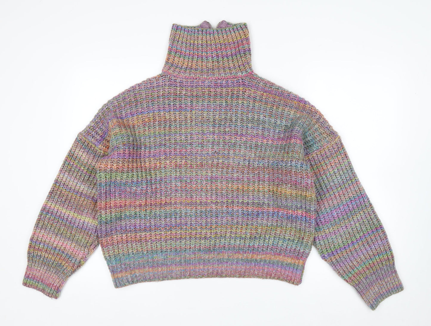 Urban Outfitters Women’s Multicoloured Chunky Knit Half Zip Jumper M