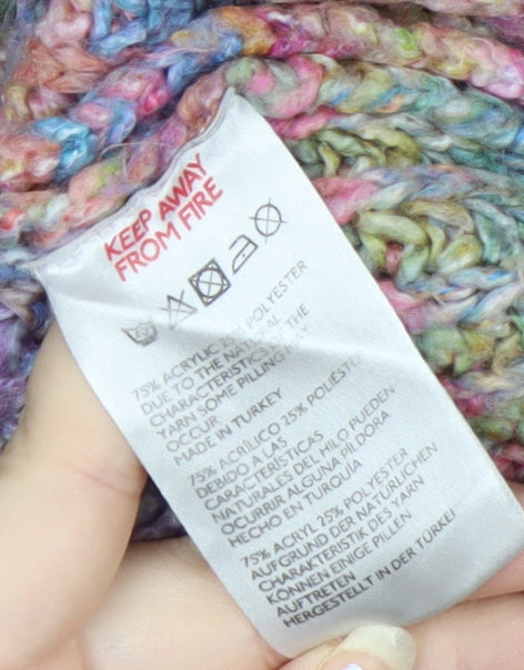 Urban Outfitters Women’s Multicoloured Chunky Knit Half Zip Jumper M