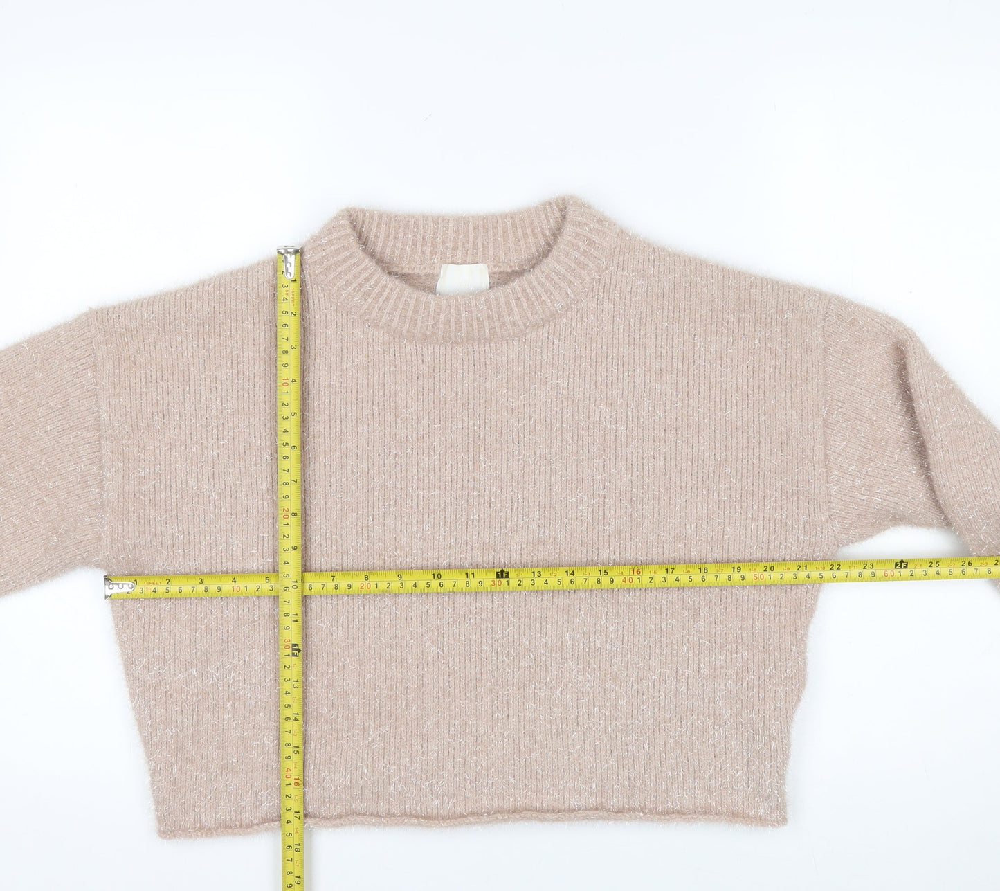 H&M Women’s Beige Crew Neck Knit Pullover Jumper Size S