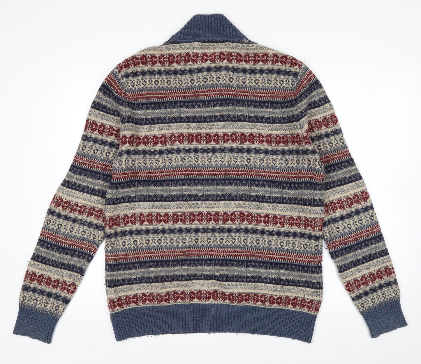 Mantaray Men's Multicoloured Fair Isle Henley Wool Jumper M