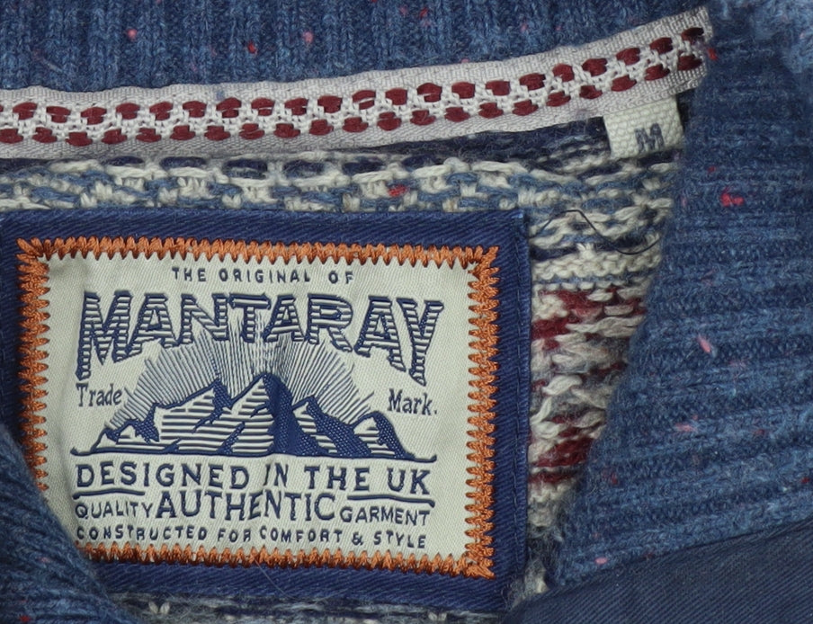 Mantaray Men's Multicoloured Fair Isle Henley Wool Jumper M