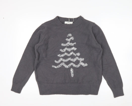 Marks and Spencer Women's Grey Sequin Christmas Jumper Size S