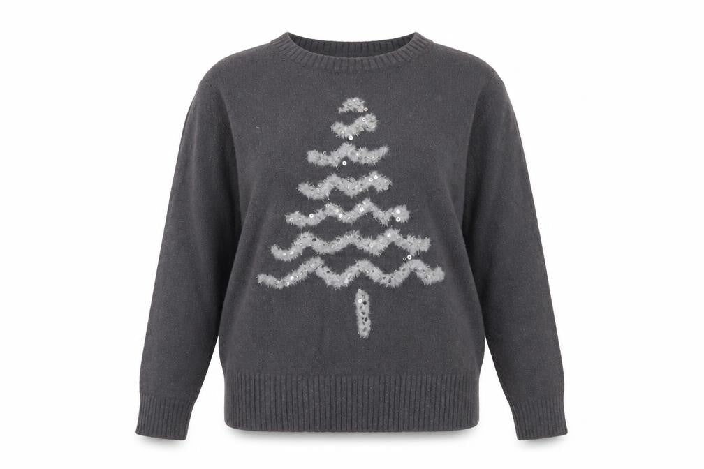 Marks & Spencer Women's Grey Sequin Christmas Jumper Size S