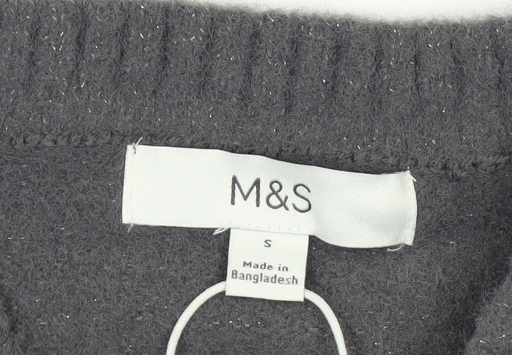 Marks and Spencer Women's Grey Sequin Christmas Jumper Size S