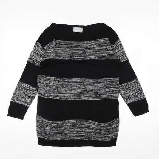 Wallis Womens Black Striped Knit Pullover Jumper Size S