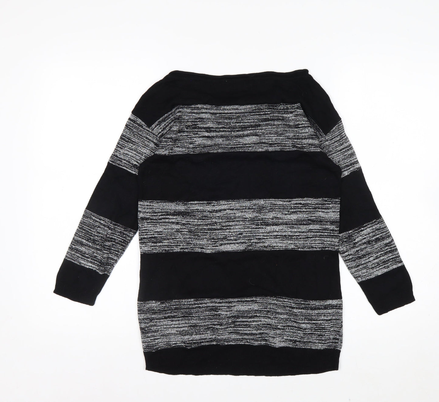 Wallis Womens Black Striped Knit Pullover Jumper Size S