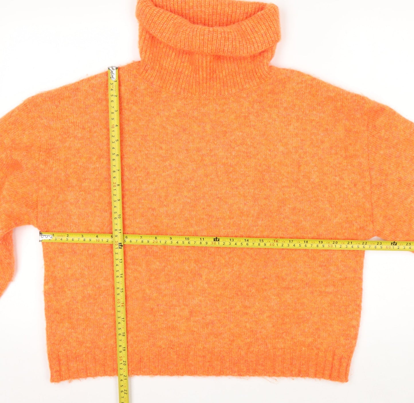 Oliver Bonas Women’s Orange Roll Neck Jumper UK 10 Wool Blend Knit