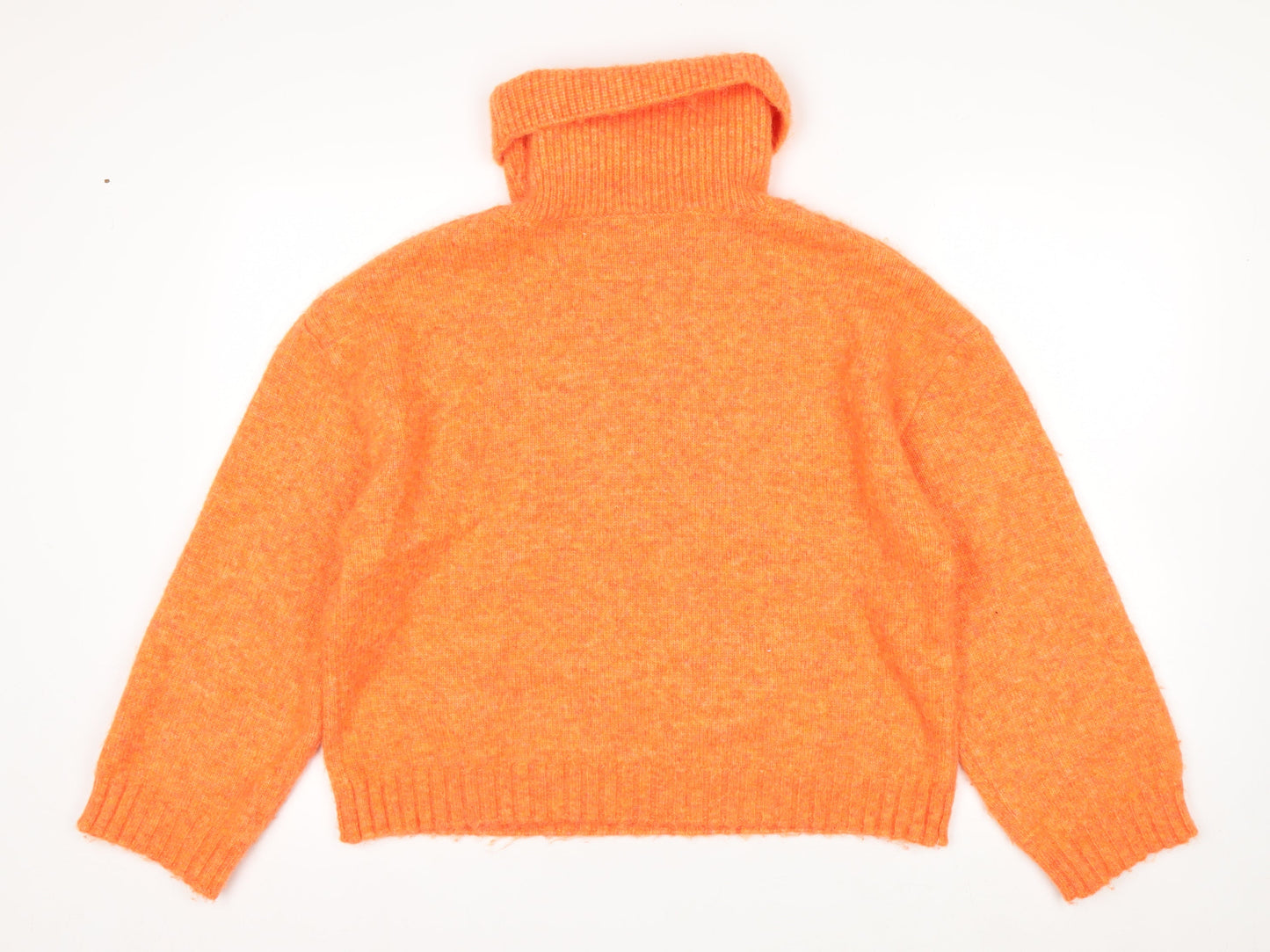 Oliver Bonas Women’s Orange Roll Neck Jumper UK 10 Wool Blend Knit