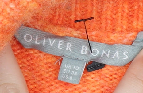 Oliver Bonas Women’s Orange Roll Neck Jumper UK 10 Wool Blend Knit