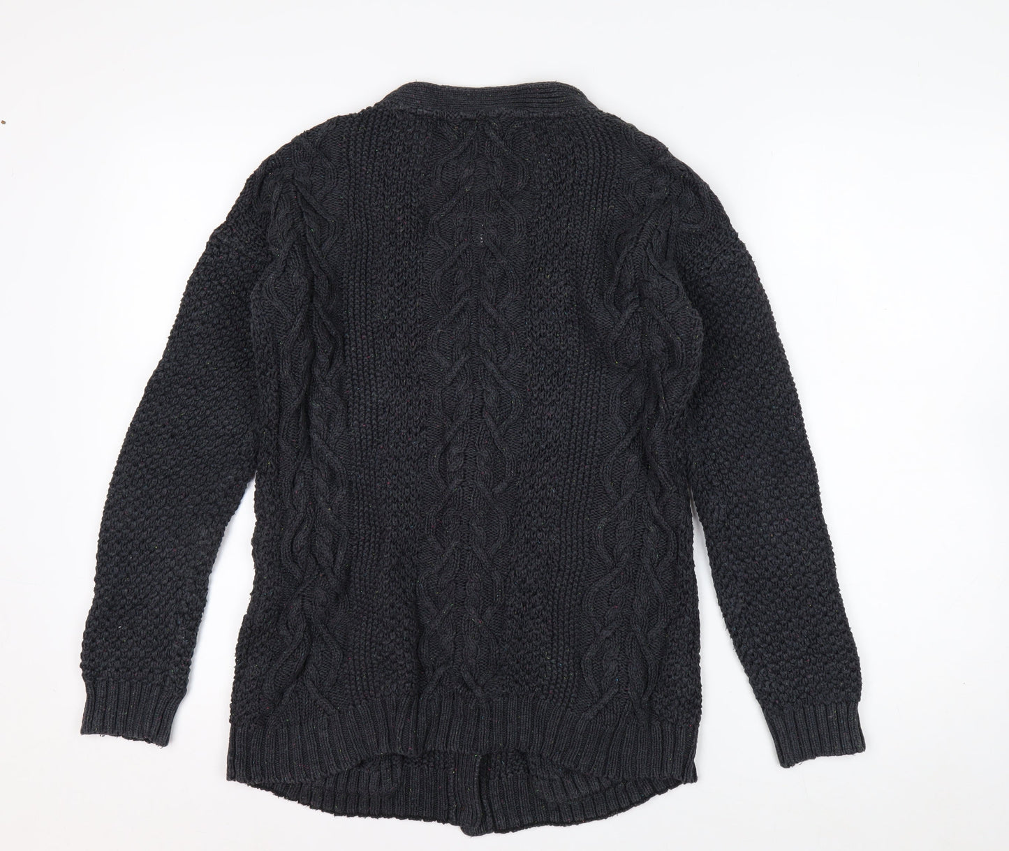 Fat Face Women's Black Size 12 Cable Knit Wool Blend Cardigan