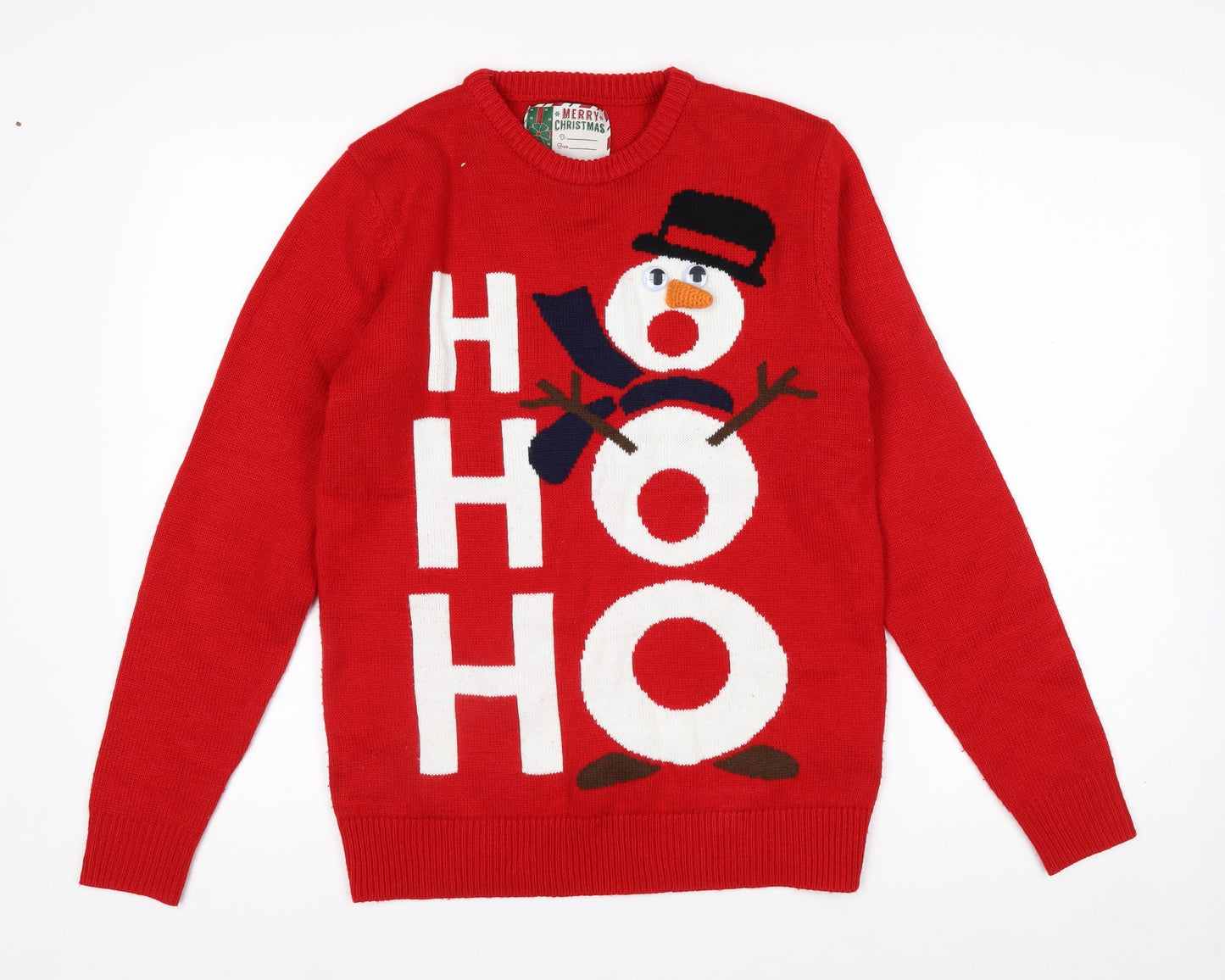 Cedar Wood State Men's Red Christmas Snowman Jumper Size S