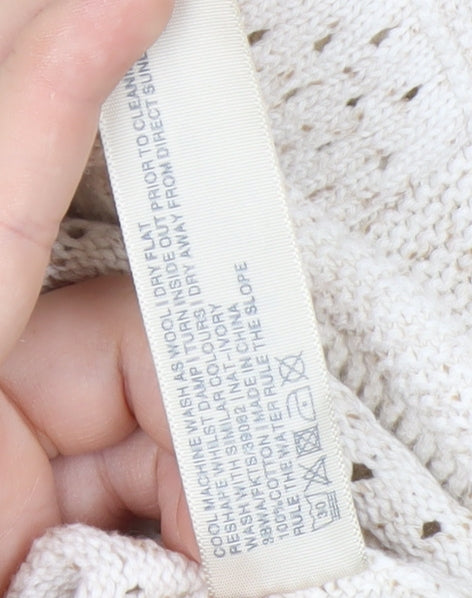 Fat Face Women's Ivory Cotton Open-Knit Jumper Size 8