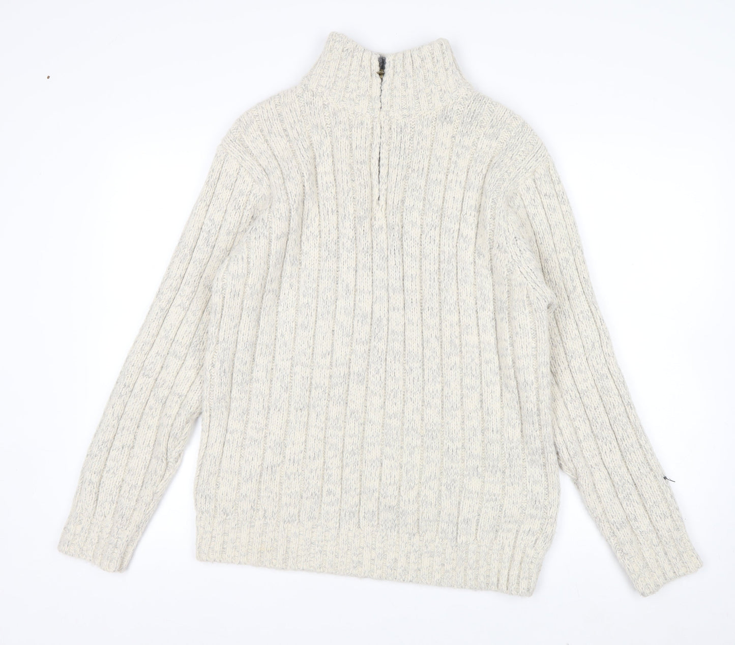 North Coast Men’s Beige 1/2 Zip Cable Knit Jumper M