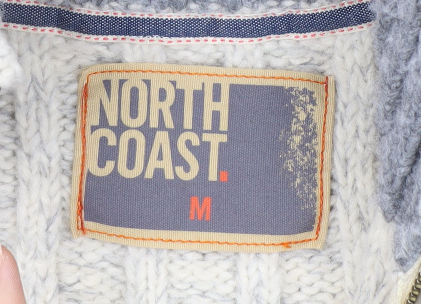 North Coast Men’s Beige 1/2 Zip Cable Knit Jumper M
