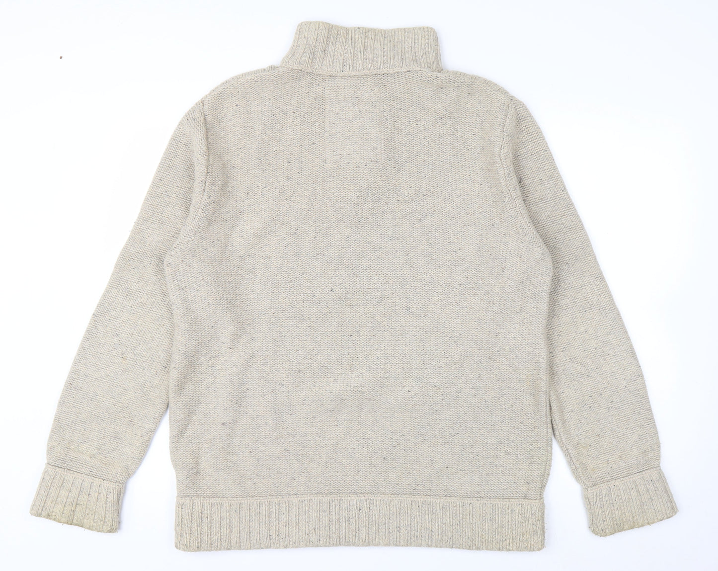Mantaray Mens Beige Cable Knit 1/4 Zip Jumper Size M Wool Blend