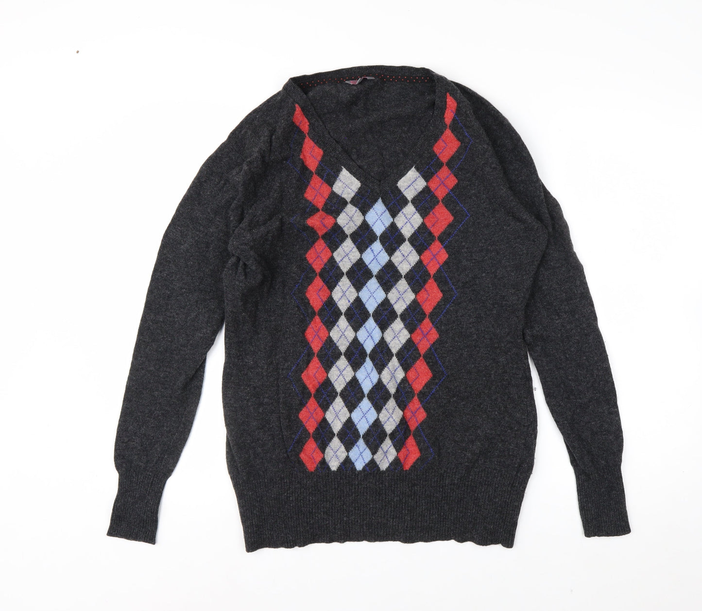 Stanfield Men's Grey Argyle Wool V-Neck Jumper XL