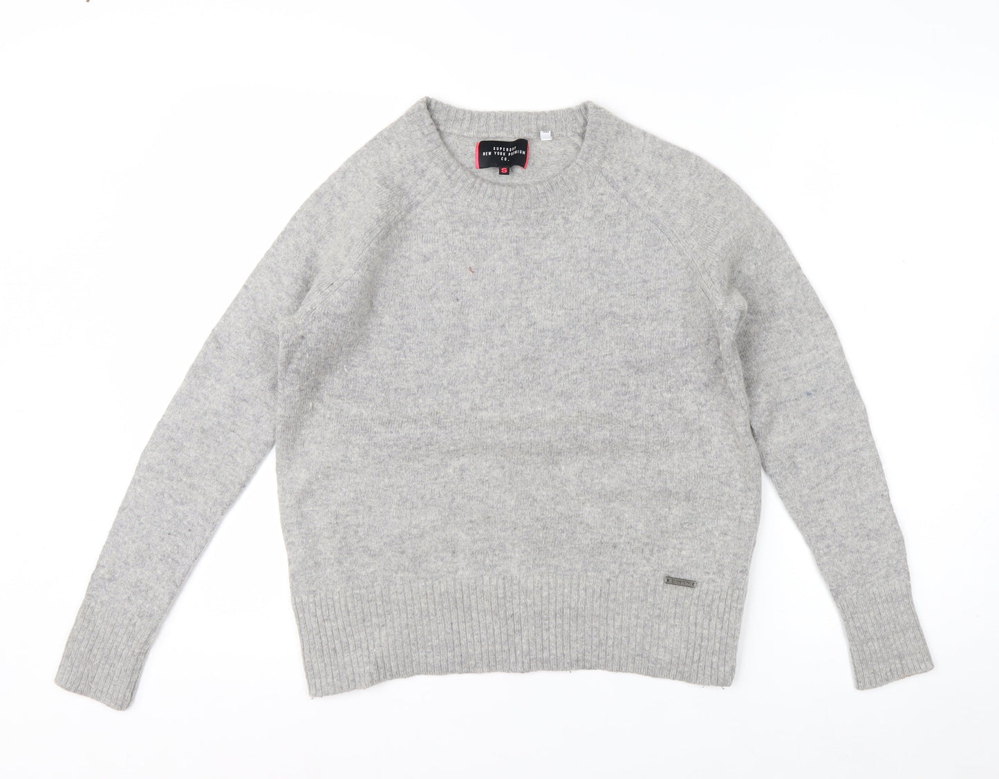 Superdry Women Grey Wool Blend Crew Neck Jumper Small