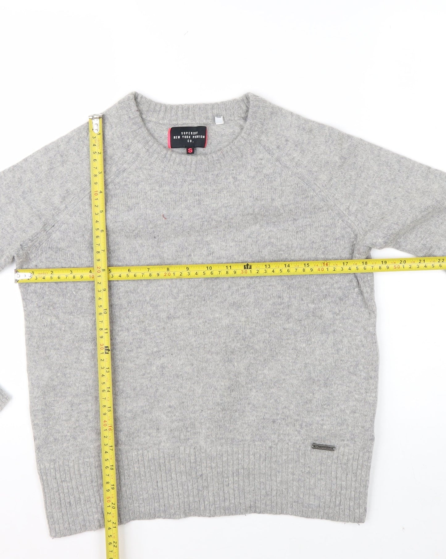 Superdry Women Grey Wool Blend Crew Neck Jumper Small