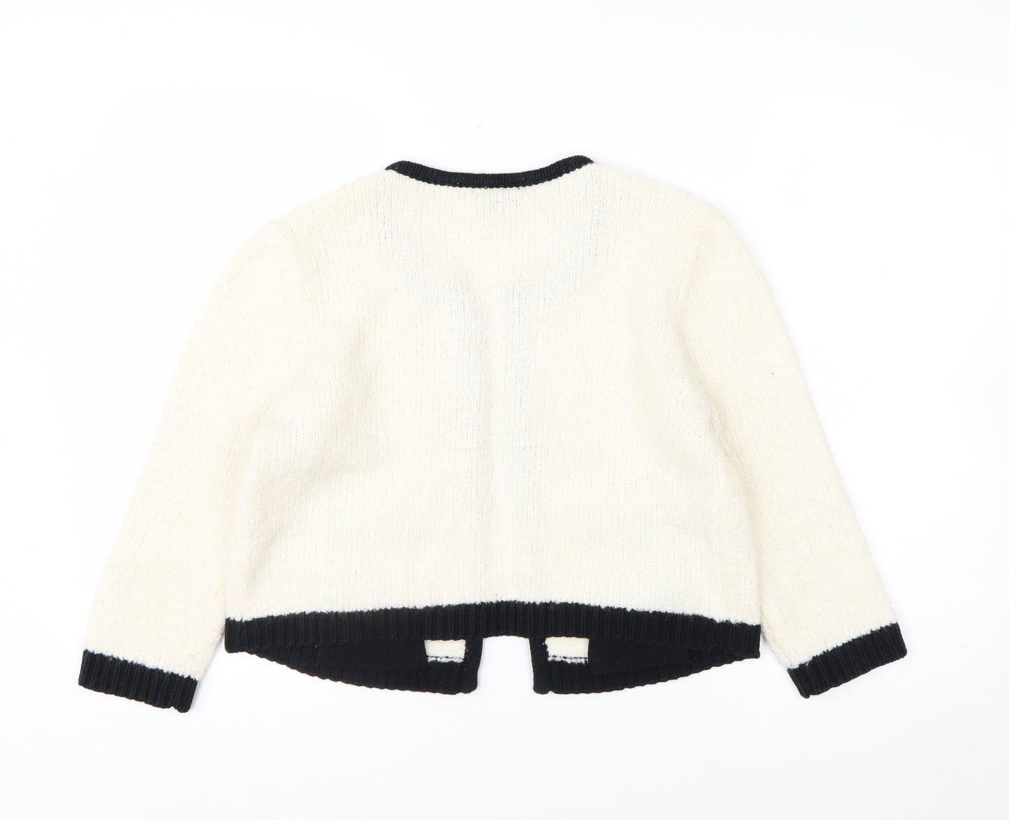 Topshop Women’s Ivory Black Trim Cardigan UK 14 Wool Blend
