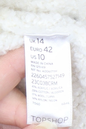 Topshop Women’s Ivory Black Trim Cardigan UK 14 Wool Blend