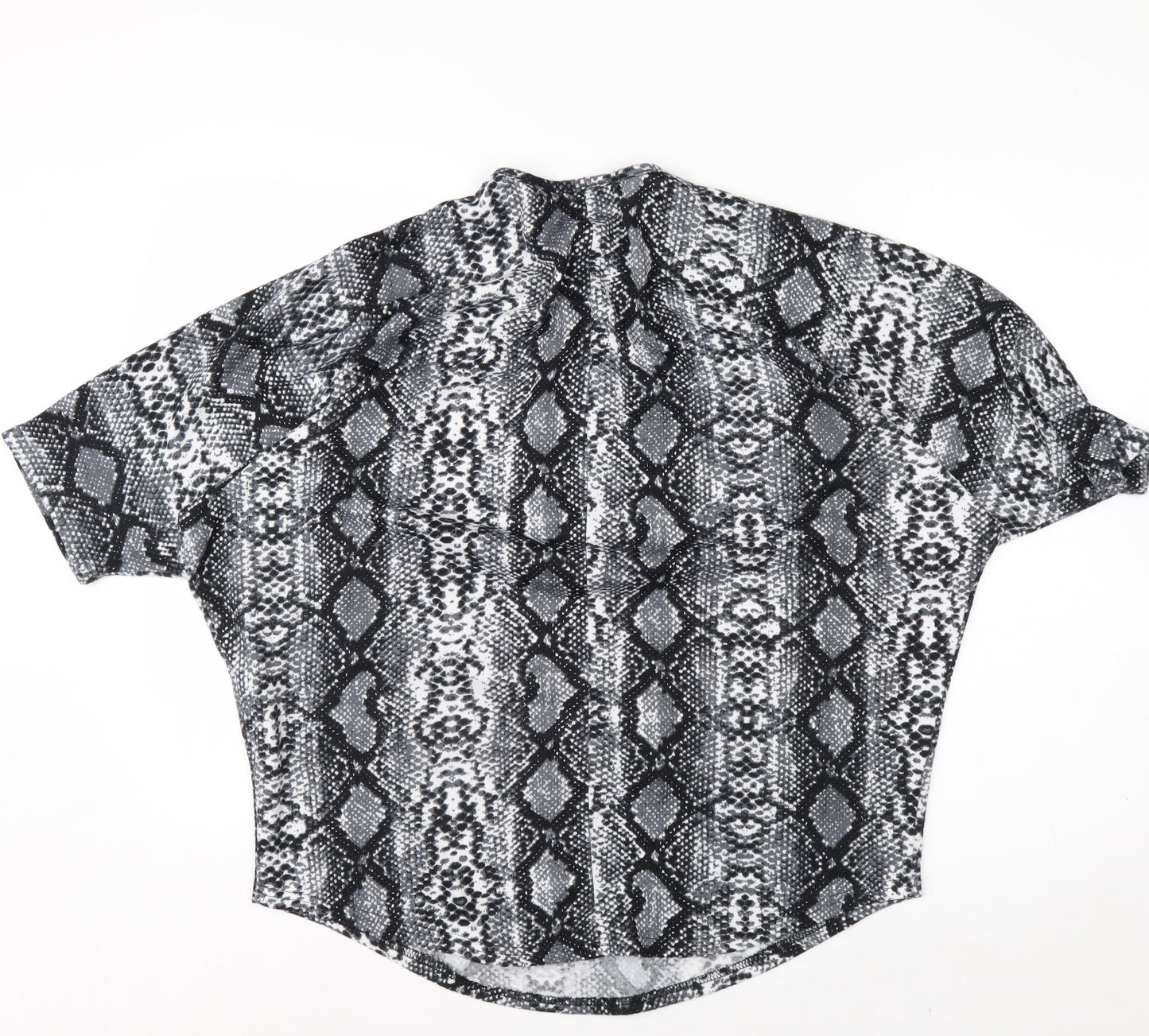 New Look Women’s Grey Snake Print Short Sleeve Zip Tunic Blouse Size M