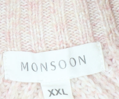Monsoon Women Pink High Neck Relaxed Knit Jumper Size 2XL