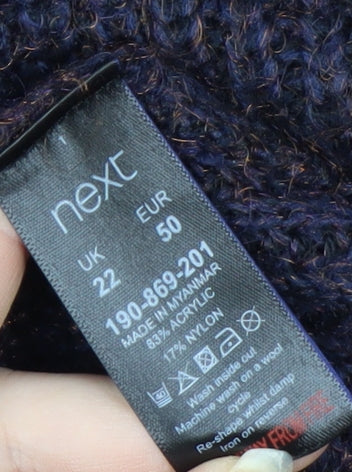 Next Women Navy Acrylic Knit Jumper UK 22 Relaxed Fit Warm Winter Pull Over